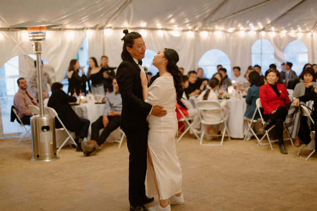 a bride and grooms first dance at raleigh nc wedding