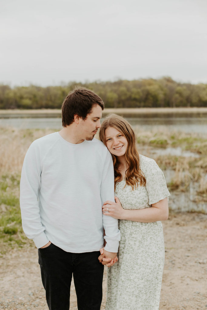 girl in flowy dress and boy in a neutral outfit for photo session