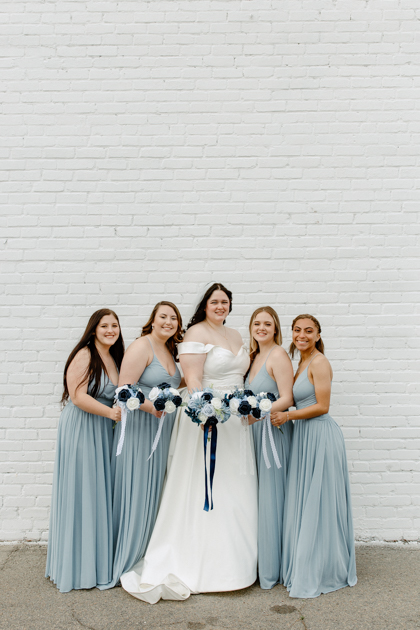 matching blue bridesmaid dresses