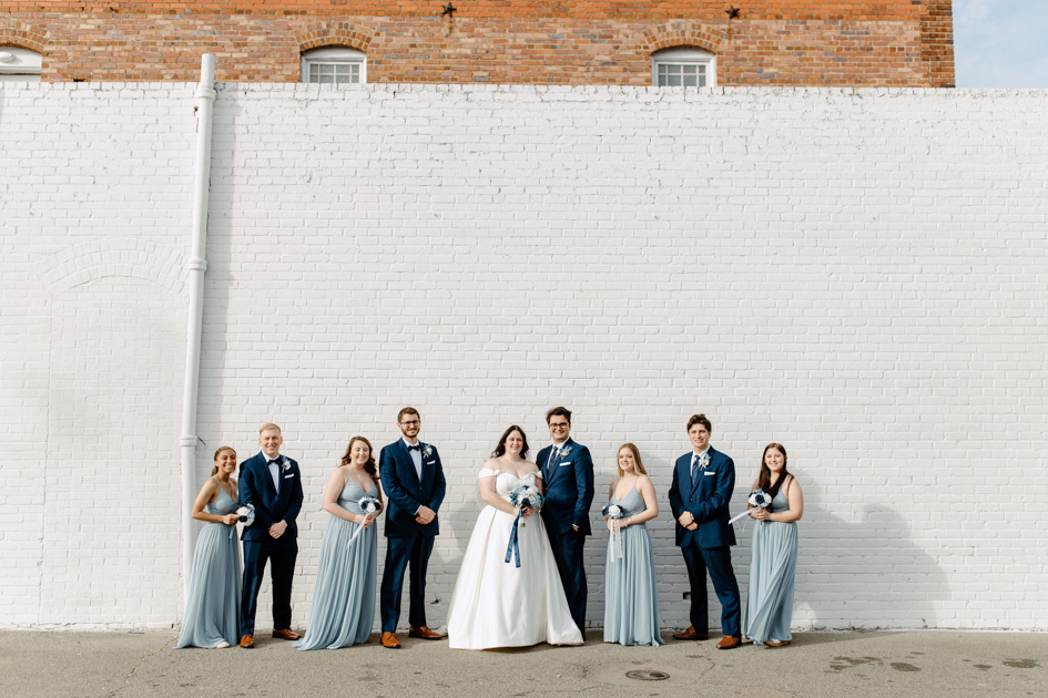 bridal party at downtown fayetteville wedding