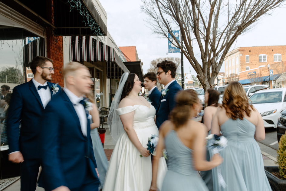 blurry bridal party photograph