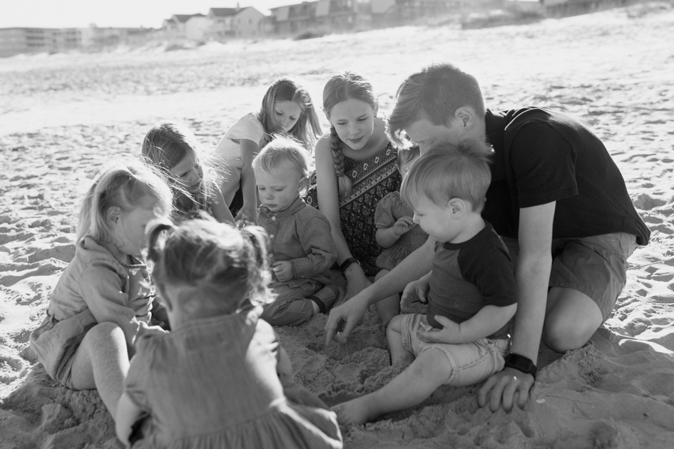 children playing in sand at myrtle beach