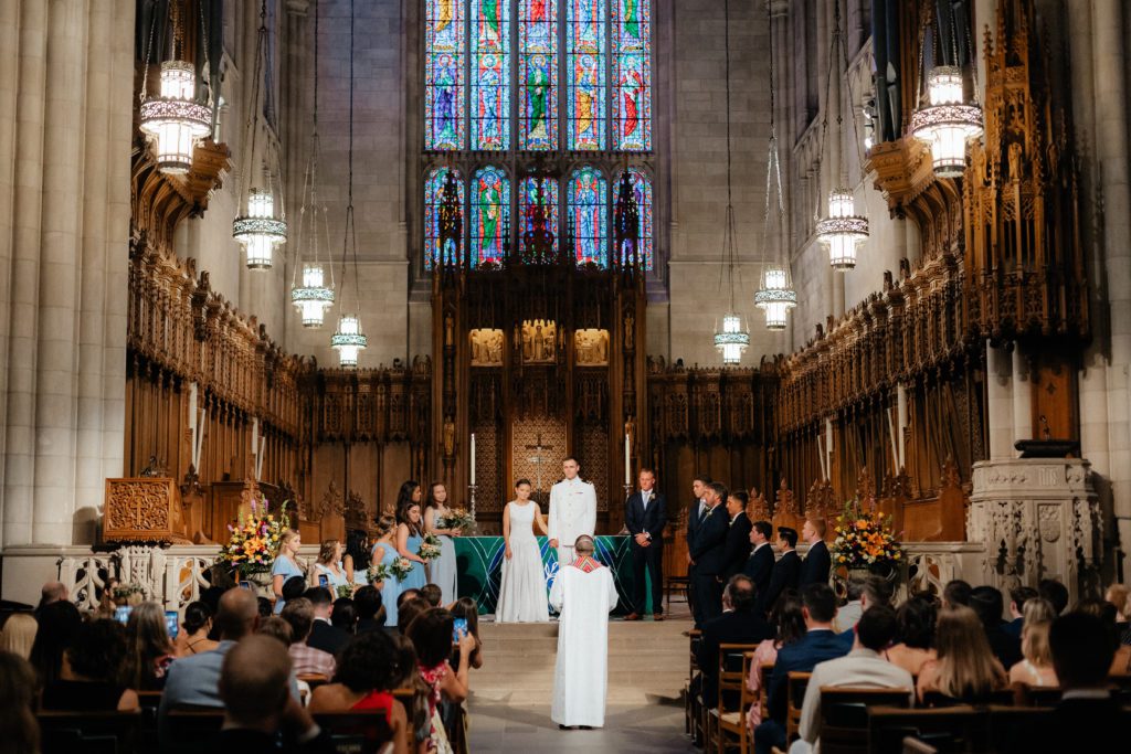 the cotton room wedding ceremony at duke chapel